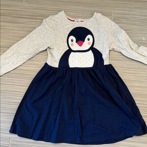 Mini Boden Gray and Blue Penguin Dress